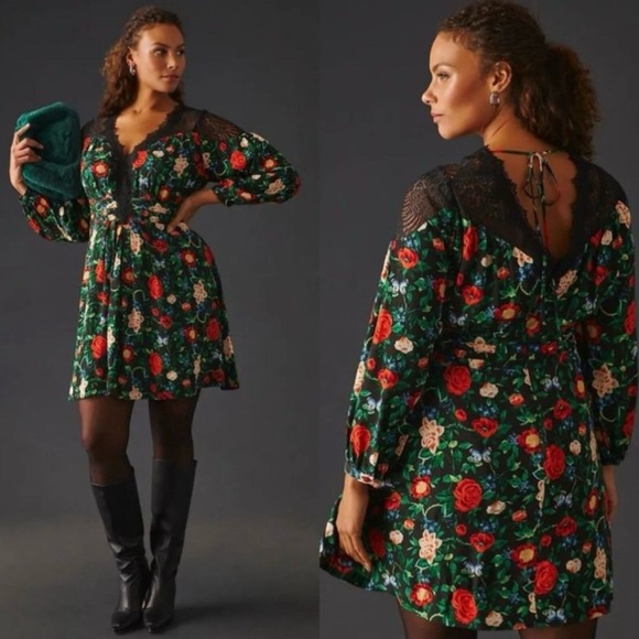 Anthropologie Dresses & Skirts - Anthropologie Lacy V-Neck Mini Dress size 18w